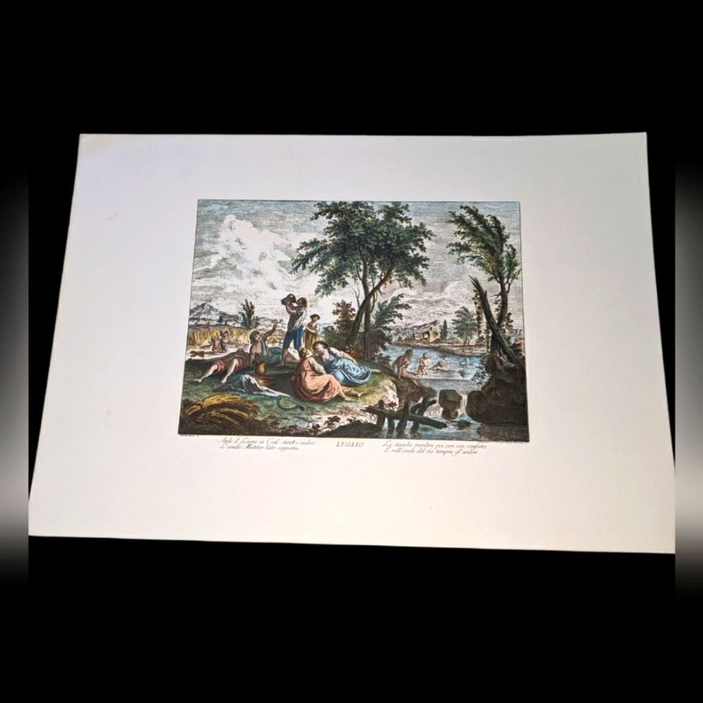 Giuseppe Zocchi vintage lithograph print Luglio